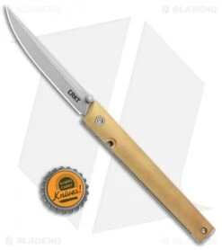 CRKT CEO Liner Lock Blade HQ Exclusive Knife Brass (3.1" Stonewash D2) -CRKT Knives Store CRKT Brass CEO LL SW BHQ 113999 jr bottlecap