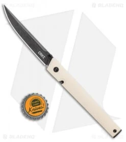 CRKT CEO Liner Lock Knife White Micarta (3.1" Smokewash D2) BHQ Exclusive -CRKT Knives Store CRKT CEO Liner Lock Knife White Micarta Smokewash Exclusive BHQ 116341 jr bottlecap