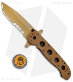 CRKT Carson M16-14DSFG Tanto Flipper Knife Desert Tan G-10 (3.875" Serr) -CRKT Knives Store CRKT Carson M16 14DSFG Tanto Desert Tan Serr BHQ 4980 jr bottlecap
