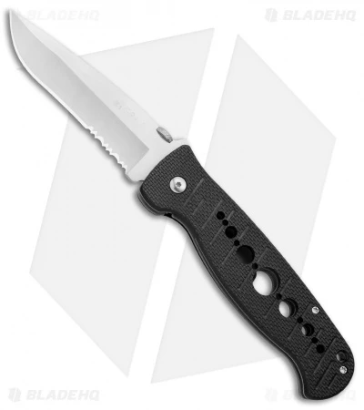 CRKT Crawford Falcon Liner Lock Knife Black Zytel (3.875" Satin Serr) 6243 1 CRKT Crawford Falcon Liner Lock Knife Black Zytel (3.875" Satin Serr) 6243