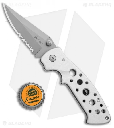 CRKT Crawford Kasper Professional Liner Lock Knife Silver (3.75" Gray Serr) 7728 4 CRKT Crawford Kasper Professional Liner Lock Knife Silver (3.75" Gray Serr) 7728 - Image 4