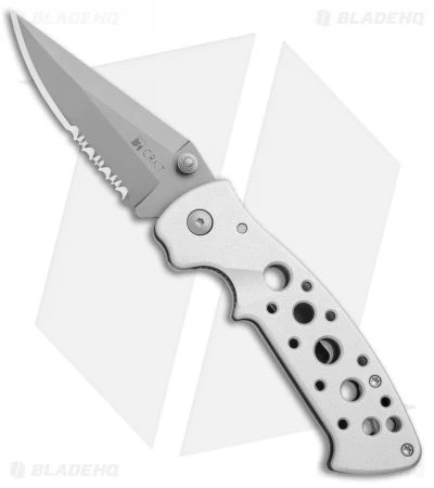 CRKT Crawford Kasper Professional Liner Lock Knife Silver (3.75" Gray Serr) 7728 1 CRKT Crawford Kasper Professional Liner Lock Knife Silver (3.75" Gray Serr) 7728