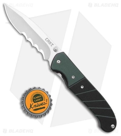 CRKT Ignitor Spring Assisted Knife Black & Green G-10 (3.38" Satin Serr) 6855 4 CRKT Ignitor Spring Assisted Knife Black & Green G-10 (3.38" Satin Serr) 6855 - Image 4