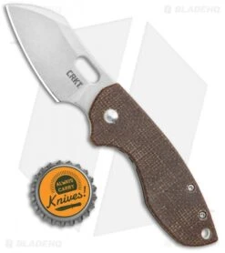 CRKT Pilar Frame Lock Knife Brown Linen Micarta BHQ Exclusive (2.4" Stonewash) -CRKT Knives Store CRKT Pilar FL Linen Micarta SW BHQ 113630 jr bottlecap
