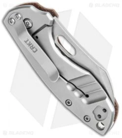 CRKT Pilar Frame Lock Knife Brown Linen Micarta BHQ Exclusive (2.4" Stonewash) -CRKT Knives Store CRKT Pilar FL Linen Micarta SW BHQ 113630 jr side