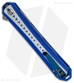 CRKT Stickler Liner Lock Assisted Flipper Knife Blue Aluminum (3.4" Satin) -CRKT Knives Store CRKT Stickler LL Assisted Flipper Knife Blue Aluminum 2in Satin BHQ 145866 td side