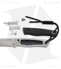 CRKT TSR Terzuola Survival Rescue Fixed Blade Knife Black GFN (4.3" Satin ) 2061 -CRKT Knives Store CRKT T SR Terzuola survival rescue black GFN satin 2061 BHQ 51818 er side open